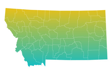 Montana administrative map. counties map of Montana, blank Map, empty map of Montana