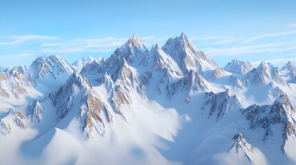 Majestic Snow Capped Mountain Range with Dramatic Shadows in Aerial View