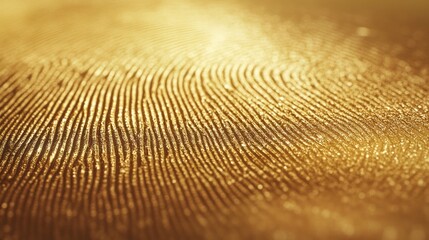 Golden fingerprint texture with intricate details and shimmering light, AI