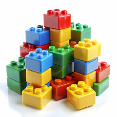 Obraz premium A pile of colorful toy building blocks ready for play.**