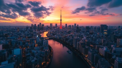 Fototapeta premium Tokyo skyline at night