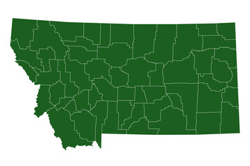 Montana administrative map. counties map of Montana, blank Map, empty map of Montana