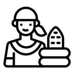 Woman Ironing Clothes Icon