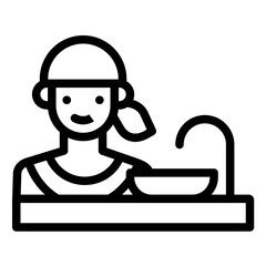 Woman Washing Dishes Icon
