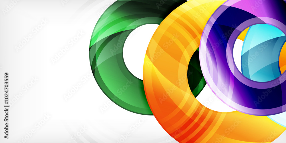Aufkleber Bright colorful circles with light effects. Abstract background