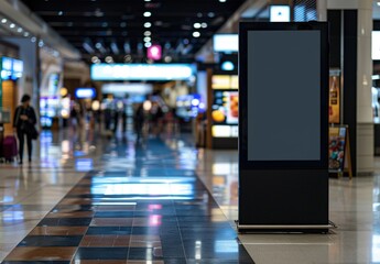 Mock up, empty digital billboard in shopping mall