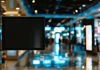 Mock up, empty digital billboard in shopping mall	