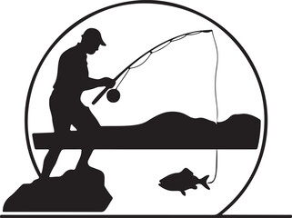 Fish fun the logo silhouette illustration