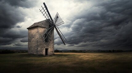 Obraz premium Electric windmill in Zaragoza, Aragon, Spain.