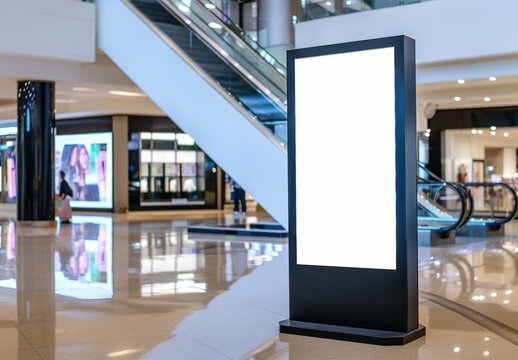 Mock up, empty digital billboard in shopping mall