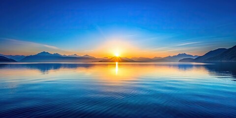 Fototapeta premium sunrise over the sea with blue lake and mountains