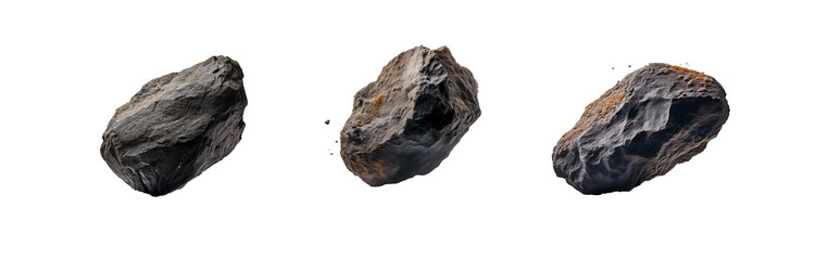 Obraz premium Three isolated black rocks, each with a unique shape and texture.