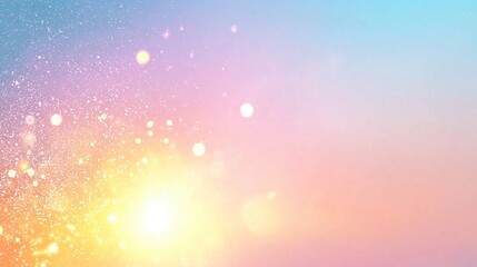 A sharp photo of the radiant sun against a backdrop of vibrant blues, pinks, yellows, and purples, with twinkling stars visible