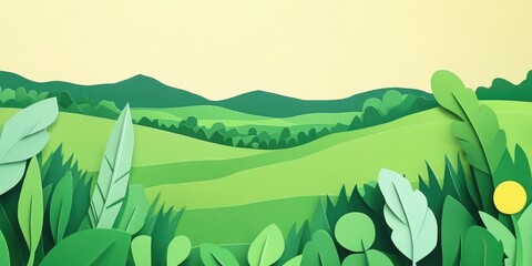 Lush green grass field in a serene countryside setting, Vibrant green grass landscape in a tranquil rural environment