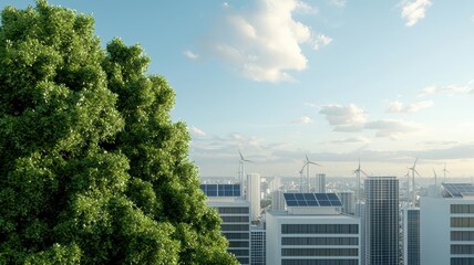 Inspirational climate change mitigation scene for green transition thriving green forests