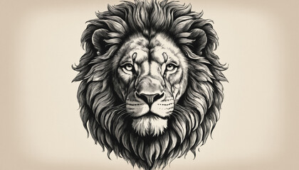 Obraz premium Vintage Lion Head Sketch in Retro Engraving Style.