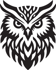Owl head vector silhouette design 