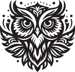 Owl head vector silhouette design 