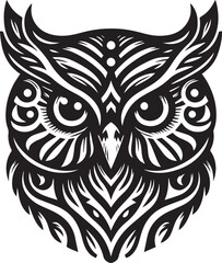 Owl head vector silhouette design 