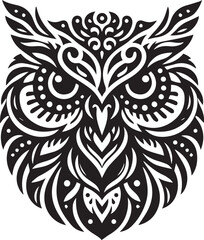 Owl head vector silhouette design 