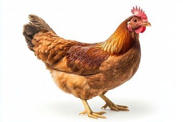 Fototapeta premium Brown Hen Isolated on White Background