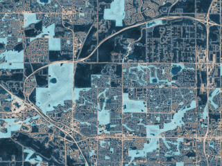 Painterly Style City Map of Broomfield  Colorado, USA in a Blue Color Scheme.