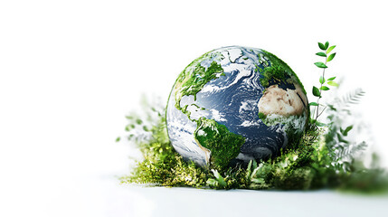 globe surrounded by greenery symbolizes environmental awareness and sustainability