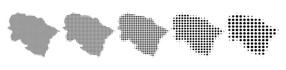Uttarakhand Map halftone in different sizes