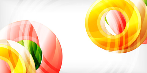 Bright colorful circles with light effects. Abstract background