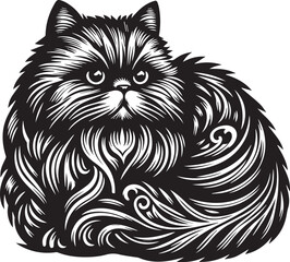 Persian cat big hair cute vector
