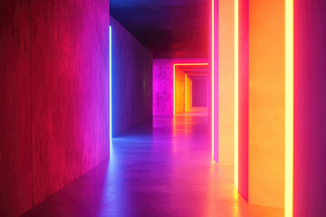 Laser tag arena with vibrant fluorescent paint energizer room, immersive gameplay, dynamic lighting, thrilling atmosphere, energetic fun for all ages