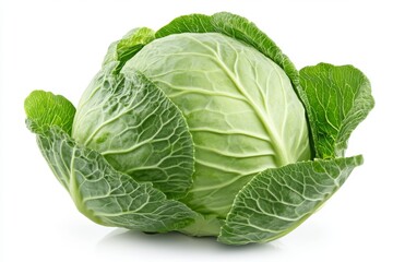 Obraz premium Fresh Green Cabbage Isolated on White Background