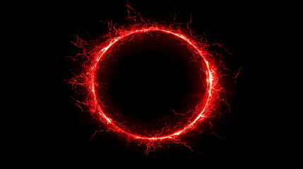 vibrant red circle with plasma lightning effects creates striking visual impact