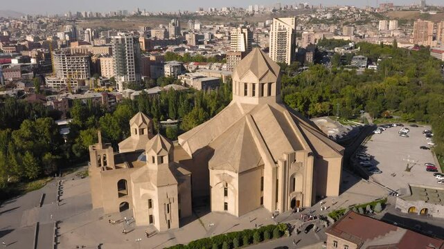 Aerial view of Saint Gregory The Illuminator Cathedral in Yerevan