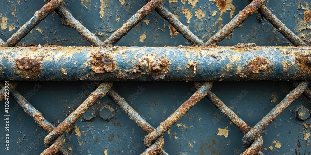 Poster rusty chain link fence showing age and corrosion