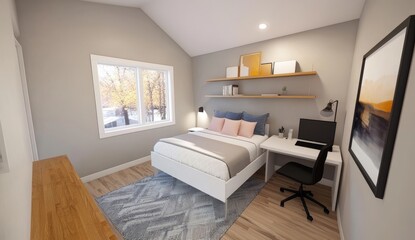 Cozy Loft Bed Setup With Desk And Pastel Accents