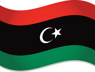 Libya Official Flag Flying Vector