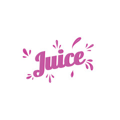 juice. food. refreshing juice, drink. bright inscription. inscription juice, inscription juice with prizes. logo. label. bright letters. vector illustration. pink, blue, orange