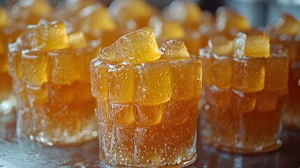 Refreshing glasses of fizzy iced tea with bubbles and ice cubes on a sunny day