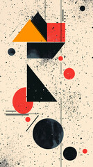 Obraz premium Geometric shapes and compositions inspired by Bauhaus or Memphis. Retro elements, geometric pattern for banners, posters, and leaflets. Geometric design background vector