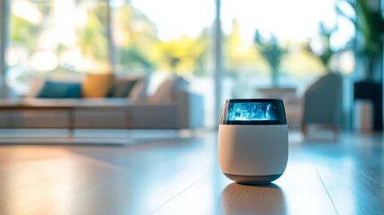 Robotic personal assistant, holographic display, sleek modern home