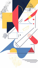 Geometric shapes and compositions inspired by Bauhaus or Memphis. Retro elements, geometric pattern for banners, posters, and leaflets. Geometric design background vector