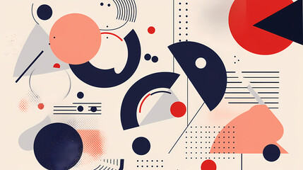 Obraz premium Geometric shapes and compositions inspired by Bauhaus or Memphis. Retro elements, geometric pattern for banners, posters, and leaflets. Geometric design background vector