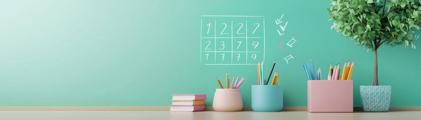 Obraz premium Math Equation Chalk Drawing on Classroom Board