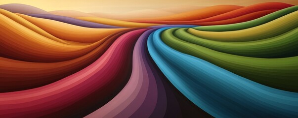 Colorful Aerial Landscape With Rolling Hills And Winding Rivers