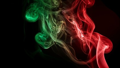 Obraz premium red green smoke on a black background