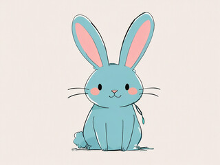 Obraz premium Adorable Bunny Rabbit Drawing Illustration for Easter Greeting Cards, Apparel, Nursery Art, Animal-Themed Clipart, Merch, Storybooks, Prints, Wallpaper, Children's Projects