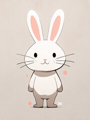 Fototapeta premium Adorable Bunny Rabbit Drawing Illustration for Easter Greeting Cards, Apparel, Nursery Art, Animal-Themed Clipart, Merch, Storybooks, Prints, Wallpaper, Children's Projects
