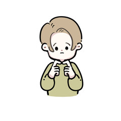 モジモジしている男の子