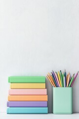 Colorful Binders and Pens on Clean Surface